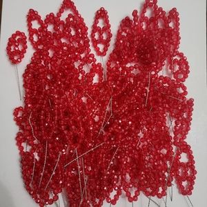 Bulk Lot Vintage Handmade Beaded Floral Leaf Picks crafting supplies christmas